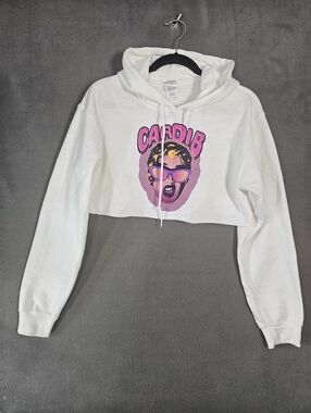 Hypnotic Cardi B Cropped Hoodie White Sweatshirt  merchandise collection Small